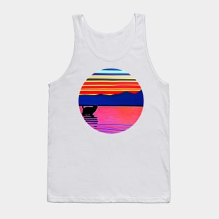 Cat with sunset with colourful background Tank Top